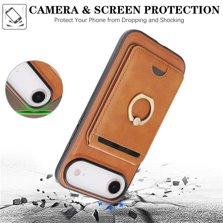 For iPhone 17 Air Kalebol Strong MagSafe Ring Magnetic Card Bag Holder Leather Phone Case(Brown) - iPhone 17 Air Cases by Kalebol | Online Shopping South Africa | PMC TechLife | Buy Now Pay Later Mobicred