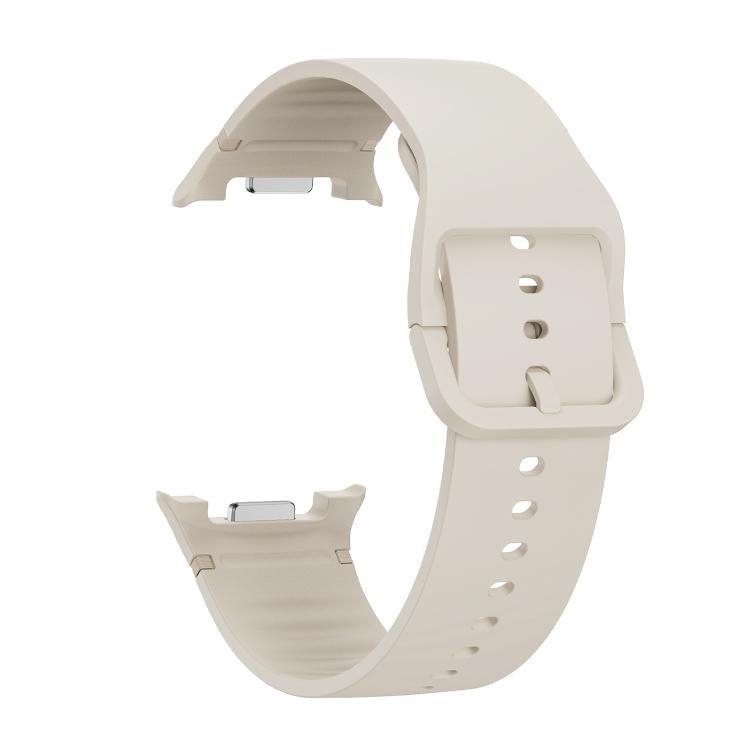 For Samsung Galaxy Watch8 / Watch8 Classic Solid Color Stitched Silicone Watch Band, Size:S(Beige) - free shipping - PMC TechLife - Order now!