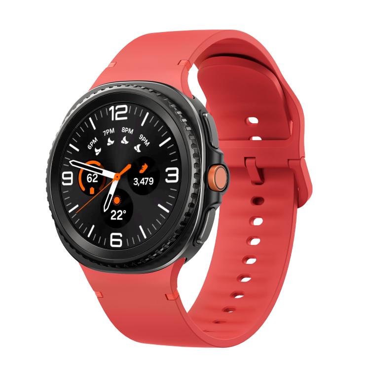 For Samsung Galaxy Watch8 / Watch8 Classic Solid Color Stitched Silicone Watch Band, Size:S(Red) - free shipping - PMC TechLife - Order now!