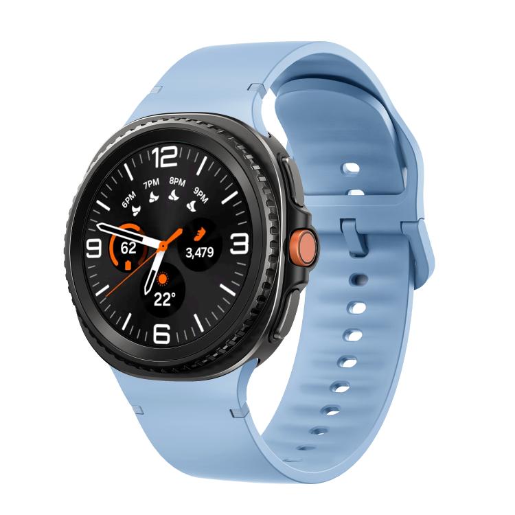 For Samsung Galaxy Watch8 / Watch8 Classic Solid Color Stitched Silicone Watch Band, Size:S(Light Blue) - free shipping - PMC TechLife - Order now!