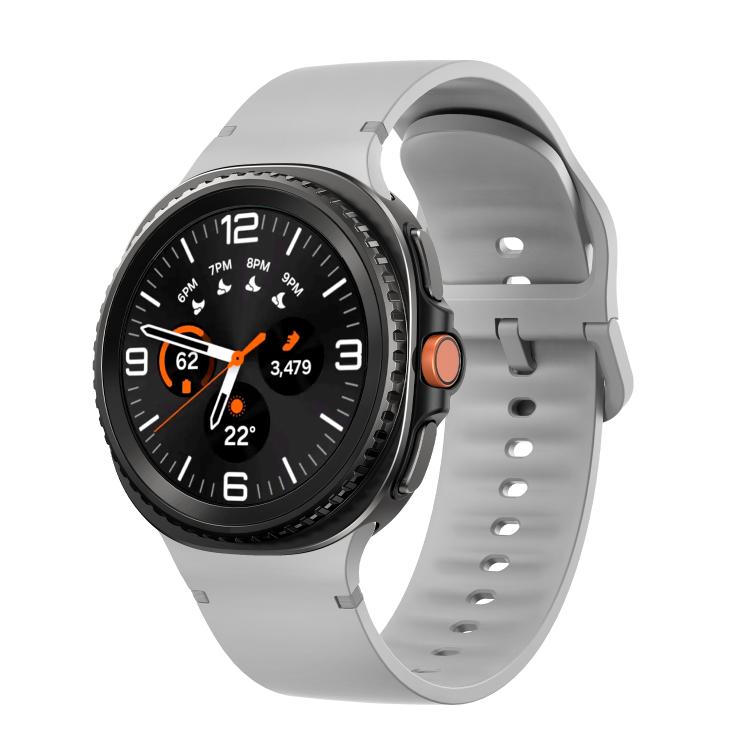 For Samsung Galaxy Watch8 / Watch8 Classic Solid Color Stitched Silicone Watch Band, Size:S(Gray) - free shipping - PMC TechLife - Order now!