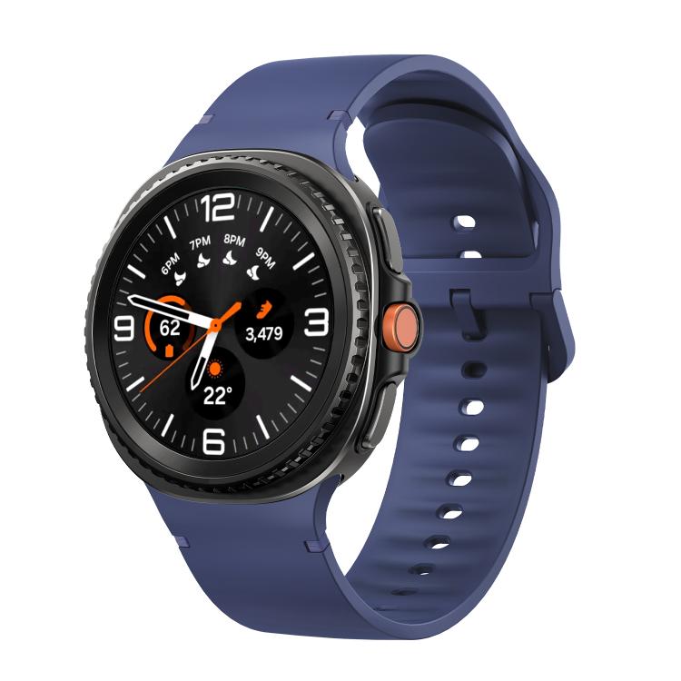 For Samsung Galaxy Watch8 / Watch8 Classic Solid Color Stitched Silicone Watch Band, Size:S(Midnight Blue) - free shipping - PMC TechLife - Order now!