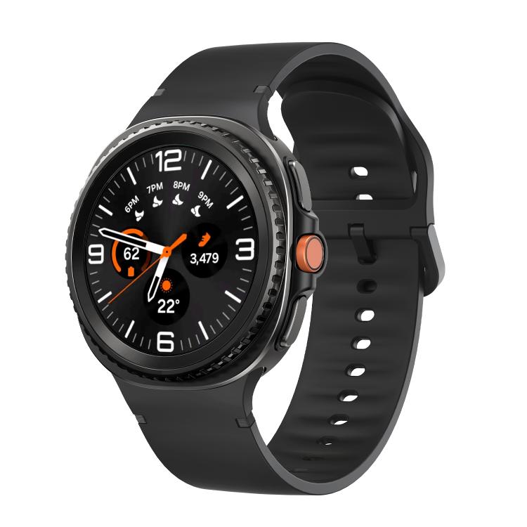 For Samsung Galaxy Watch8 / Watch8 Classic Solid Color Stitched Silicone Watch Band, Size:S(Black) - free shipping - PMC TechLife - Order now!