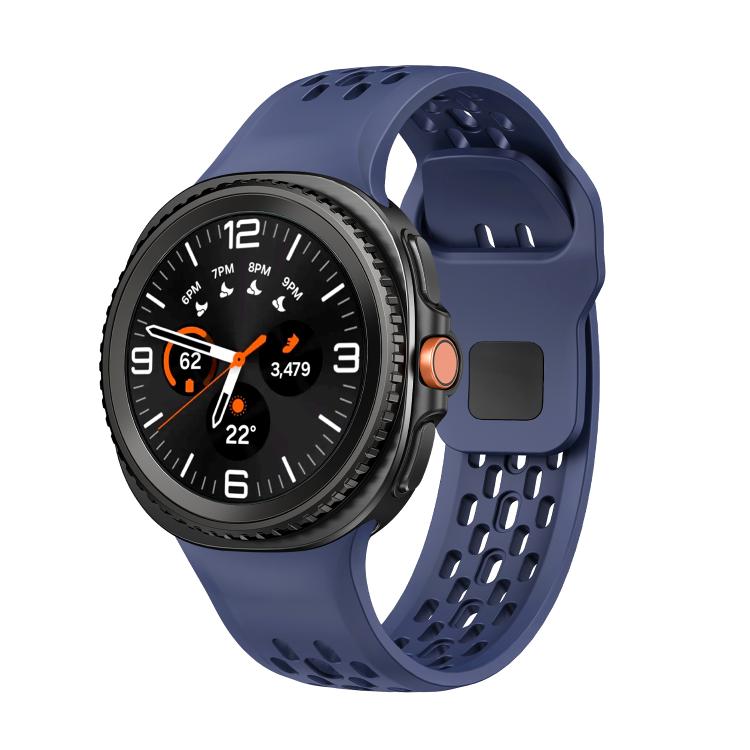 For Samsung Galaxy Watch8 / Watch8 Classic Hole Style Black Reverse Buckle Silicone Watch Band(Midnight Blue) - free shipping - PMC TechLife - Order now!