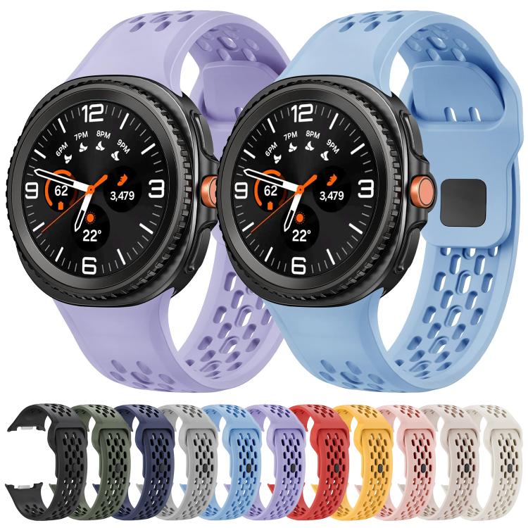 For Samsung Galaxy Watch8 / Watch8 Classic Hole Style Black Reverse Buckle Silicone Watch Band(Purple) - free shipping - PMC TechLife - Order now!