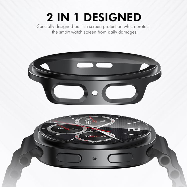 For Samsung Galaxy Watch8 44mm ENKAY Hat-Prince Full Coverage Tempered Glass Film Integrated PC Watch Case(Metal Gray) - free shipping - PMC TechLife - Order now!
