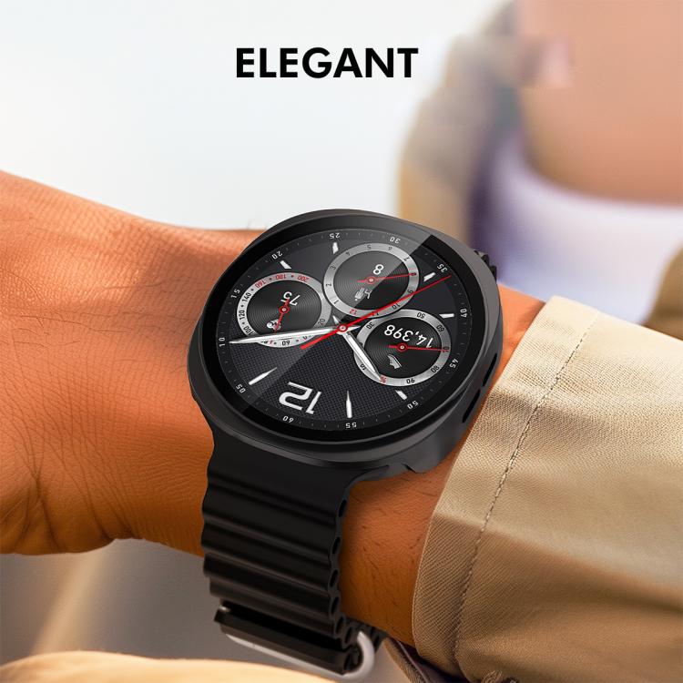 For Samsung Galaxy Watch8 44mm ENKAY Hat-Prince Full Coverage Tempered Glass Film Integrated PC Watch Case(Metal Gray) - free shipping - PMC TechLife - Order now!