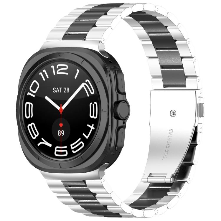 For Samsung Galaxy Watch8 / Watch8 Classic Three Beads Stainless Steel Watch Band with Removal Tool(Silver Black) - free shipping - PMC TechLife - Order now!