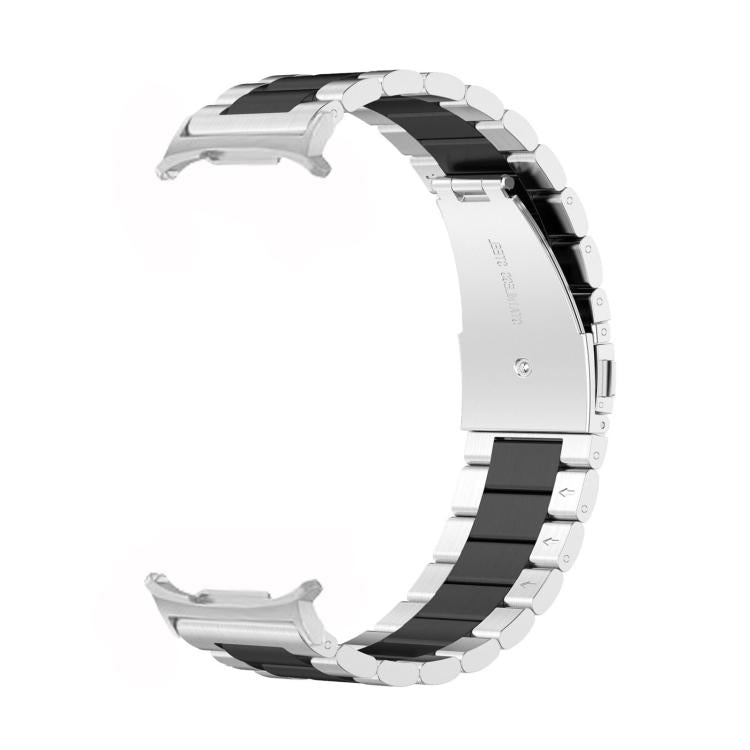For Samsung Galaxy Watch8 / Watch8 Classic Three Beads Stainless Steel Watch Band with Removal Tool(Silver Black) - free shipping - PMC TechLife - Order now!