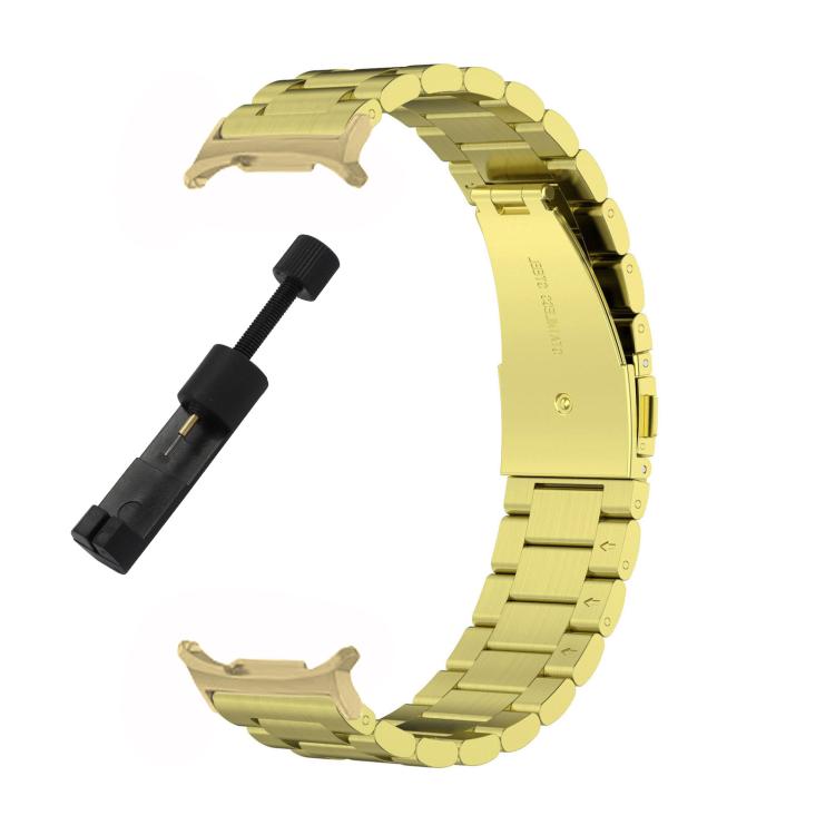 For Samsung Galaxy Watch8 / Watch8 Classic Three Beads Stainless Steel Watch Band with Removal Tool(Gold) - free shipping - PMC TechLife - Order now!