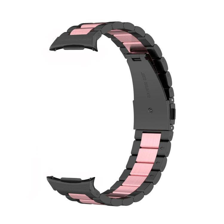 For Samsung Galaxy Watch8 / Watch8 Classic Three Beads Stainless Steel Watch Band with Removal Tool(Black Pink) - free shipping - PMC TechLife - Order now!