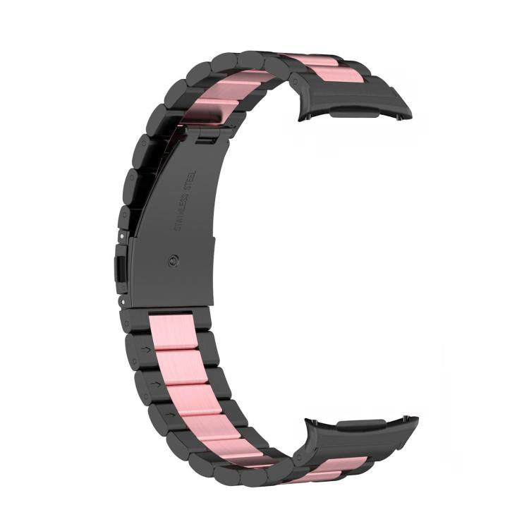 For Samsung Galaxy Watch8 / Watch8 Classic Three Beads Stainless Steel Watch Band with Removal Tool(Black Pink) - free shipping - PMC TechLife - Order now!