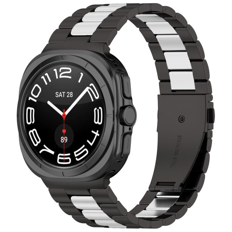 For Samsung Galaxy Watch8 / Watch8 Classic Three Beads Stainless Steel Watch Band with Removal Tool(Black Silver) - free shipping - PMC TechLife - Order now!