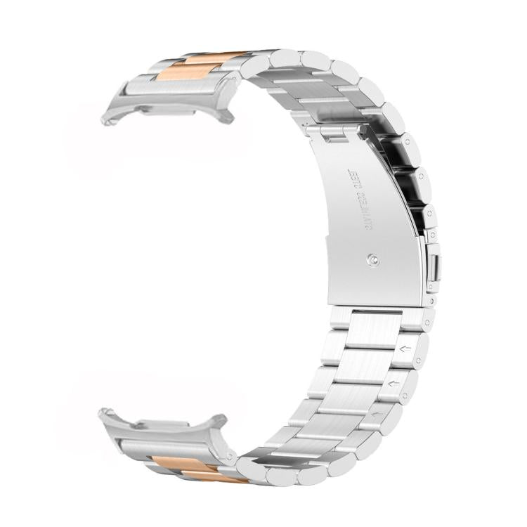 For Samsung Galaxy Watch8 / Watch8 Classic Three Beads Stainless Steel Watch Band with Removal Tool(Silver Rose Gold) - free shipping - PMC TechLife - Order now!