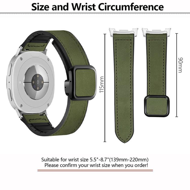 For Samsung Galaxy Watch8 / Watch8 Classic Square Magnetic Buckle Leather Skin Silicone Watch Band(Beige) - free shipping - PMC TechLife - Order now!