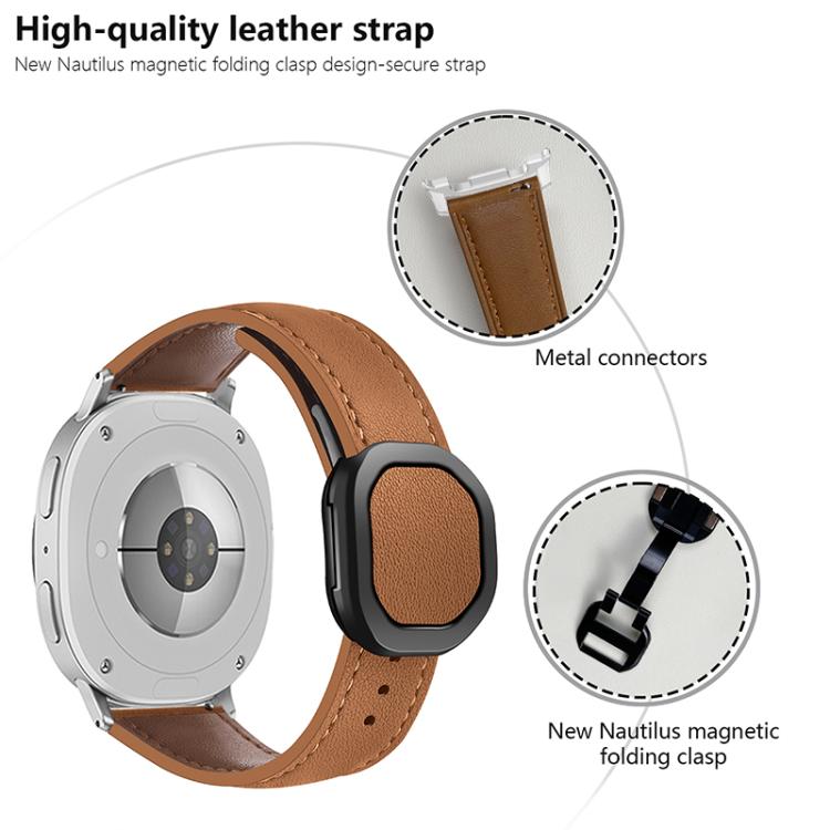 For Samsung Galaxy Watch8 / Watch8 Classic Magnetic Fold Genuine Buckle Leather Watch Band(Black) - free shipping - PMC TechLife - Order now!