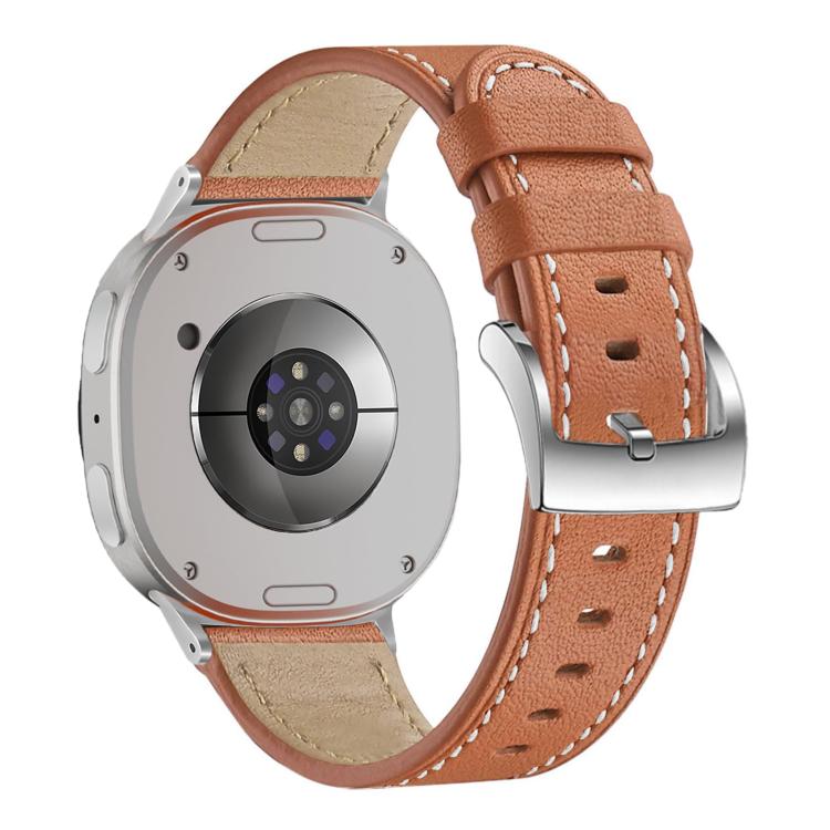 For Samsung Galaxy Watch8 / Watch8 Classic Round Tail Square Buckle Leather Watch Band(Brown) - free shipping - PMC TechLife - Order now!
