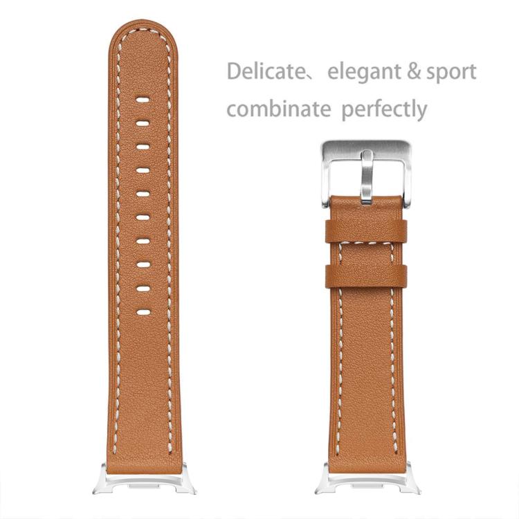 For Samsung Galaxy Watch8 / Watch8 Classic Round Tail Square Buckle Leather Watch Band(Brown) - free shipping - PMC TechLife - Order now!
