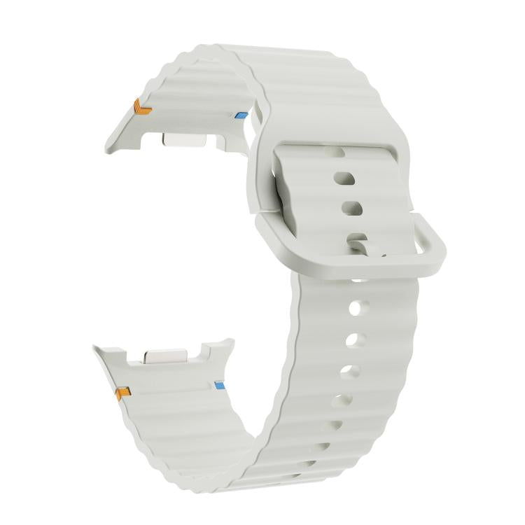 For Samsung Galaxy Watch8 40mm Rhombic Texture Bezel and Wavy Grain Stitched Color Buckle Silicone Watch Band(Starlight Silver) - free shipping - PMC TechLife - Order now!