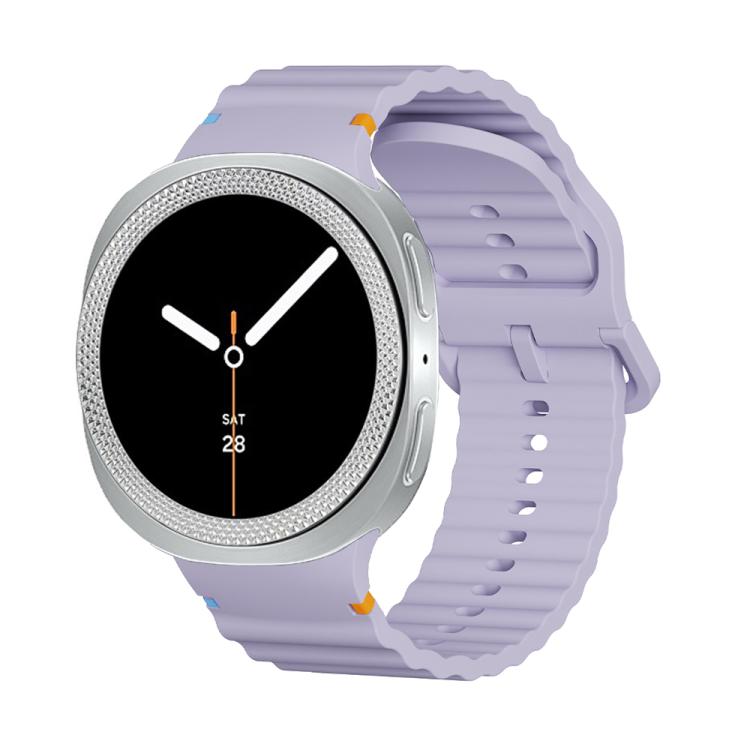 For Samsung Galaxy Watch8 40mm Rhombic Texture Bezel and Wavy Grain Stitched Color Buckle Silicone Watch Band(Purple Silver) - free shipping - PMC TechLife - Order now!