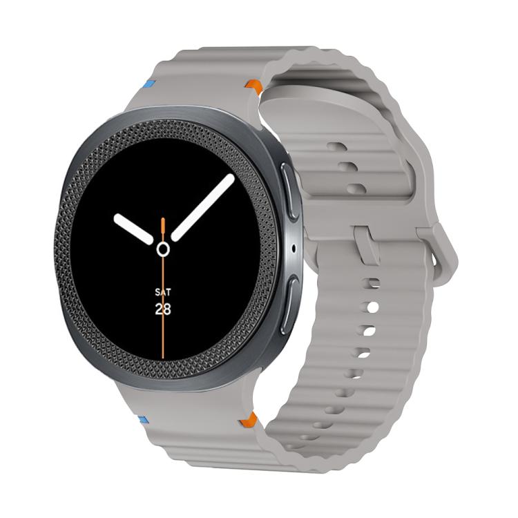 For Samsung Galaxy Watch8 40mm Rhombic Texture Bezel and Wavy Grain Stitched Color Buckle Silicone Watch Band(Gray Black) - free shipping - PMC TechLife - Order now!