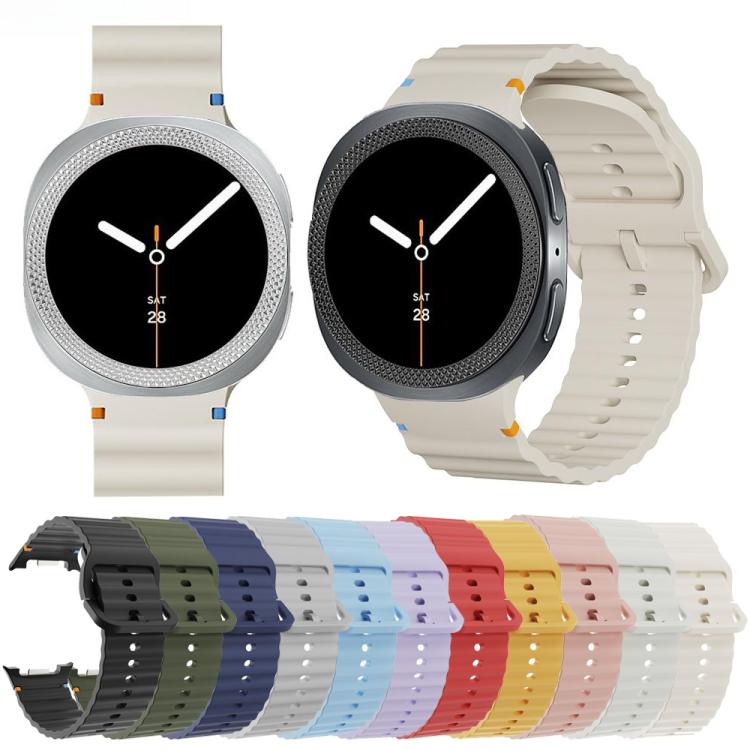 For Samsung Galaxy Watch8 44mm Rhombic Texture Bezel and Wavy Grain Stitched Color Buckle Silicone Watch Band(Midnight Blue Silver) - free shipping - PMC TechLife - Order now!