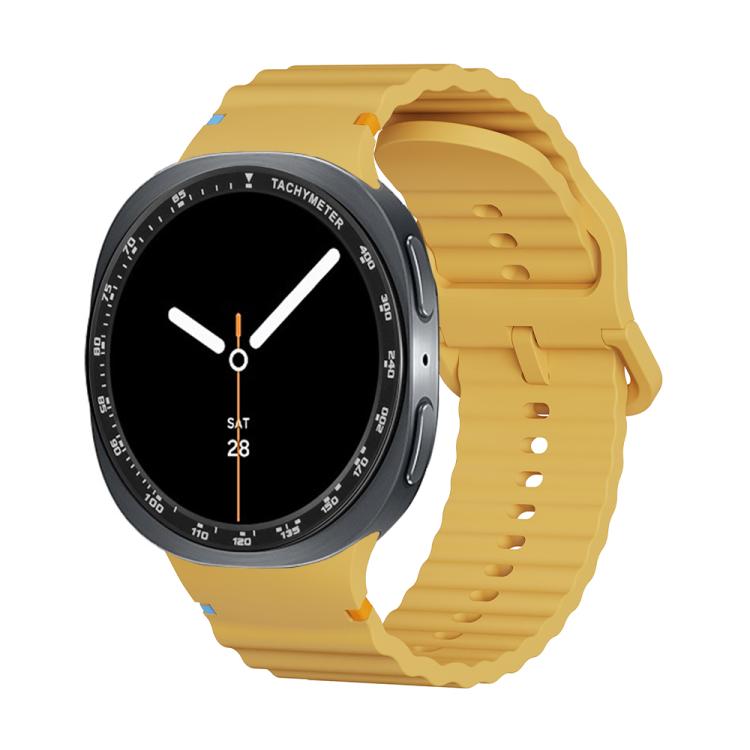 For Samsung Galaxy Watch8 44mm Speed Bezel and Wavy Grain Stitched Color Buckle Silicone Watch Band(Yellow Black) - free shipping - PMC TechLife - Order now!