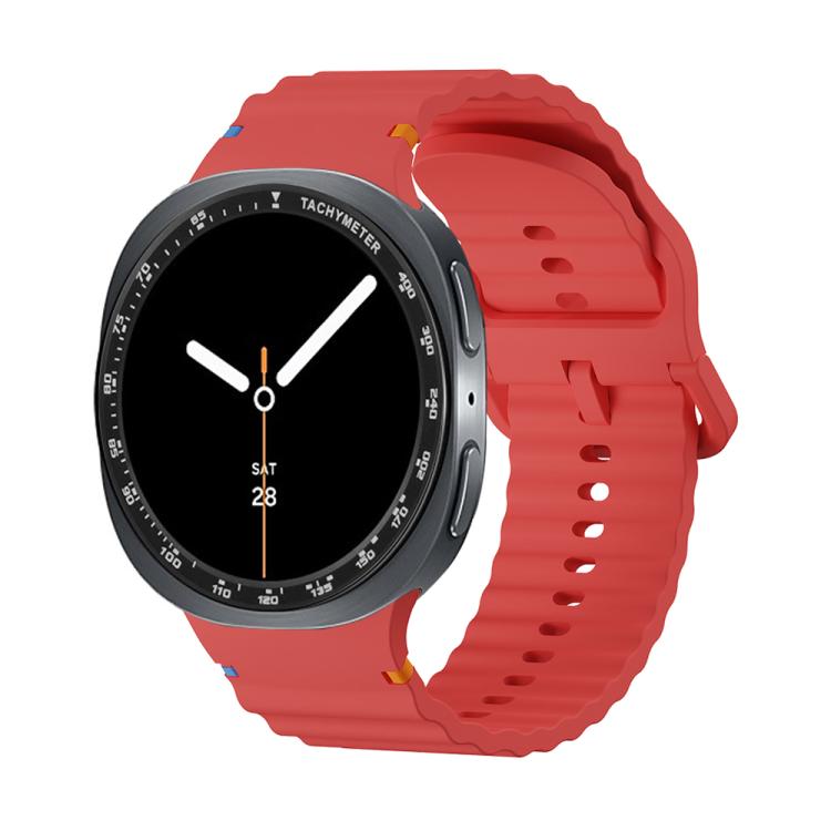 For Samsung Galaxy Watch8 44mm Speed Bezel and Wavy Grain Stitched Color Buckle Silicone Watch Band(Red Black) - free shipping - PMC TechLife - Order now!