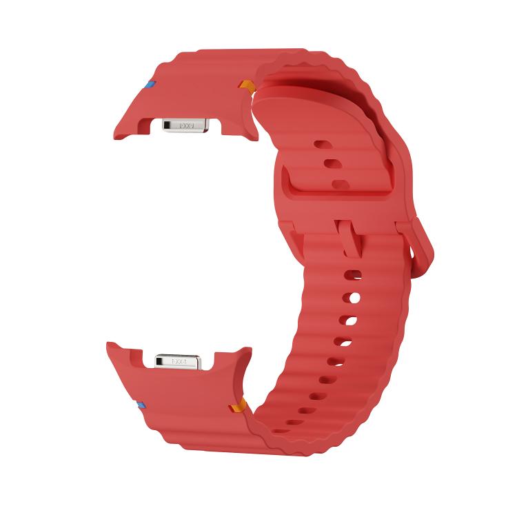 For Samsung Galaxy Watch8 44mm Speed Bezel and Wavy Grain Stitched Color Buckle Silicone Watch Band(Red Black) - free shipping - PMC TechLife - Order now!