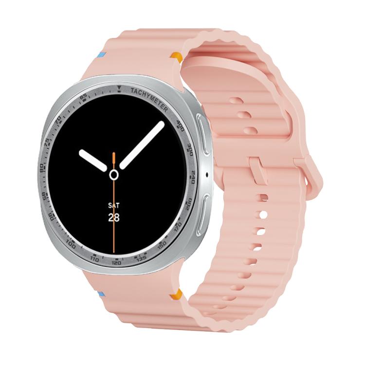 For Samsung Galaxy Watch8 40mm Speed Bezel and Wavy Grain Stitched Color Buckle Silicone Watch Band(Pink Silver) - free shipping - PMC TechLife - Order now!