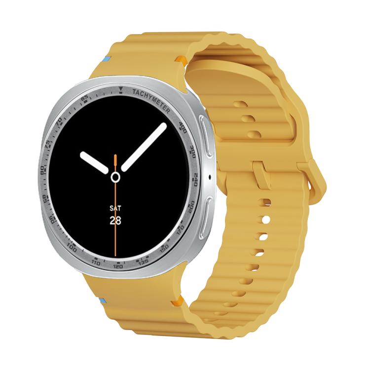 For Samsung Galaxy Watch8 40mm Speed Bezel and Wavy Grain Stitched Color Buckle Silicone Watch Band(Yellow Silver) - free shipping - PMC TechLife - Order now!