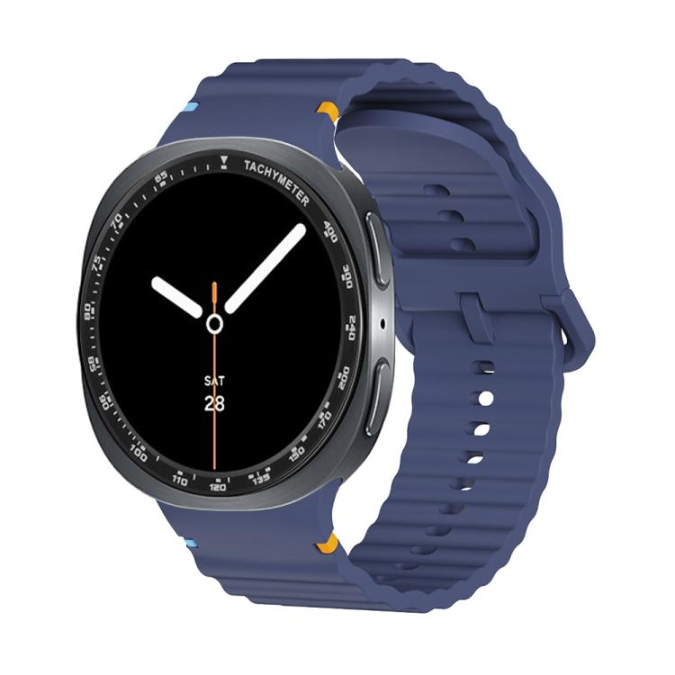 For Samsung Galaxy Watch8 40mm Speed Bezel and Wavy Grain Stitched Color Buckle Silicone Watch Band(Midnight Blue Black) - free shipping - PMC TechLife - Order now!
