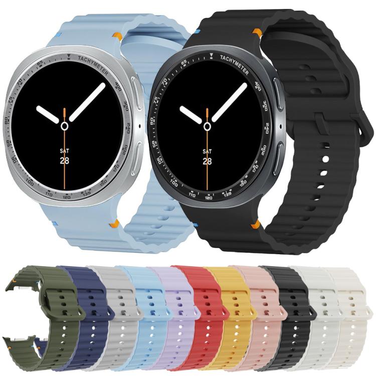 For Samsung Galaxy Watch8 44mm Speed Bezel and Wavy Grain Stitched Color Buckle Silicone Watch Band(Beige Black) - free shipping - PMC TechLife - Order now!
