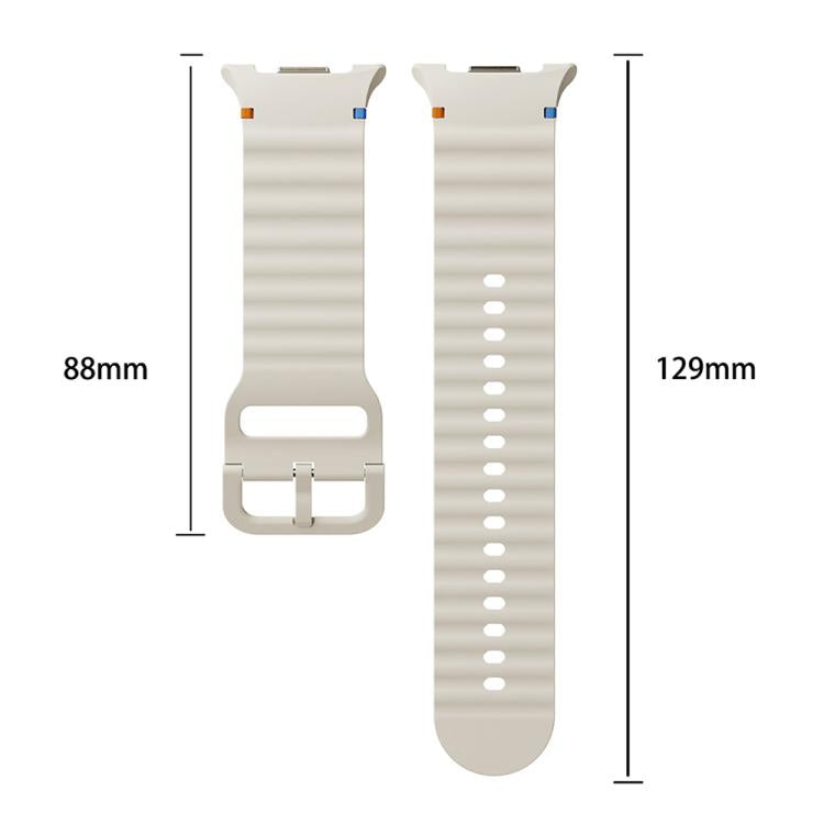 For Samsung Galaxy Watch8 44mm Speed Bezel and Wavy Grain Stitched Color Buckle Silicone Watch Band(Beige Black) - free shipping - PMC TechLife - Order now!