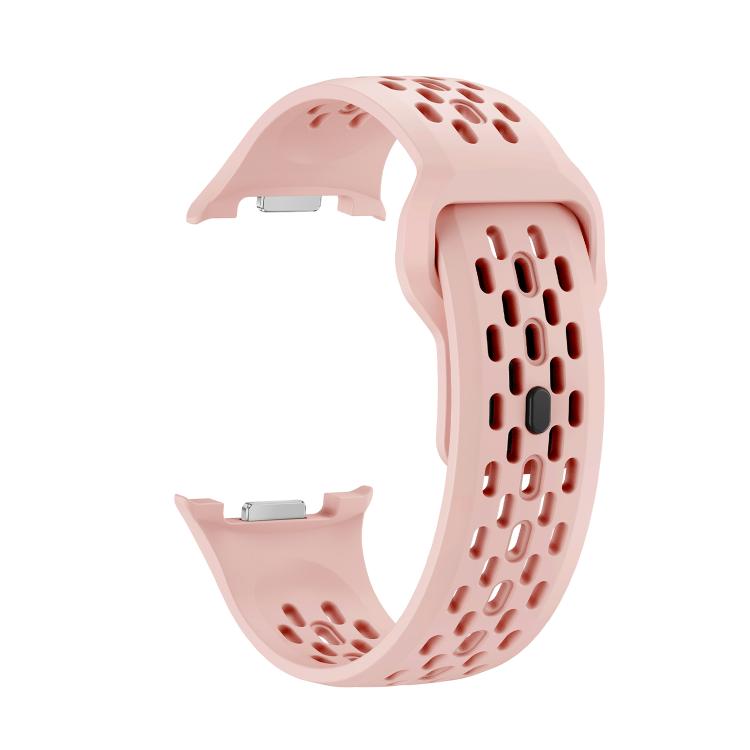 For Samsung Galaxy Watch8 44mm Rhombic Texture Bezel and Black Reverse Buckle Silicone Watch Band(Pink Silver) - free shipping - PMC TechLife - Order now!
