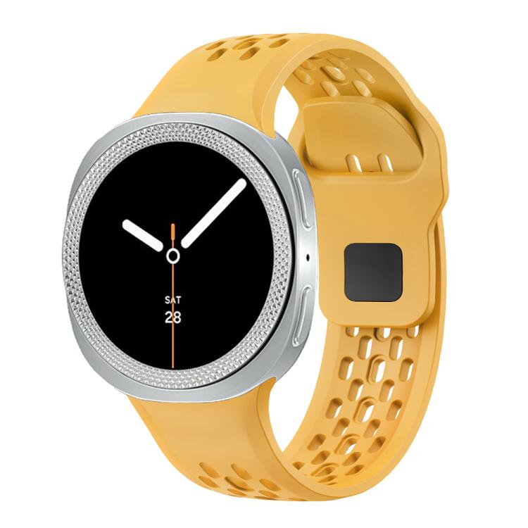 For Samsung Galaxy Watch8 44mm Rhombic Texture Bezel and Black Reverse Buckle Silicone Watch Band(Yellow Silver) - free shipping - PMC TechLife - Order now!