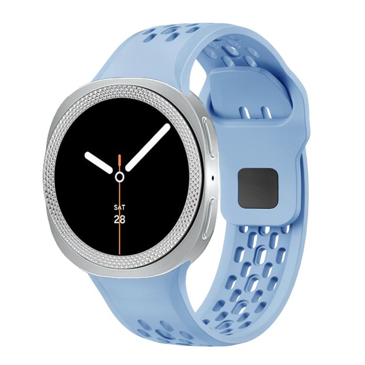 For Samsung Galaxy Watch8 44mm Rhombic Texture Bezel and Black Reverse Buckle Silicone Watch Band(Light Blue Silver) - free shipping - PMC TechLife - Order now!