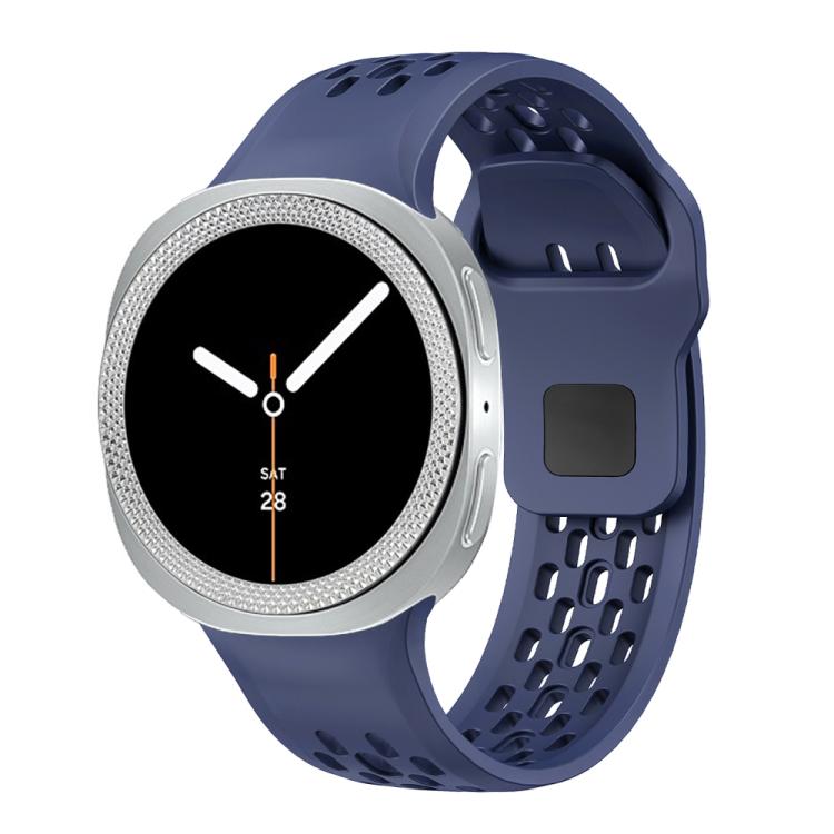 For Samsung Galaxy Watch8 44mm Rhombic Texture Bezel and Black Reverse Buckle Silicone Watch Band(Midnight Blue Silver) - free shipping - PMC TechLife - Order now!