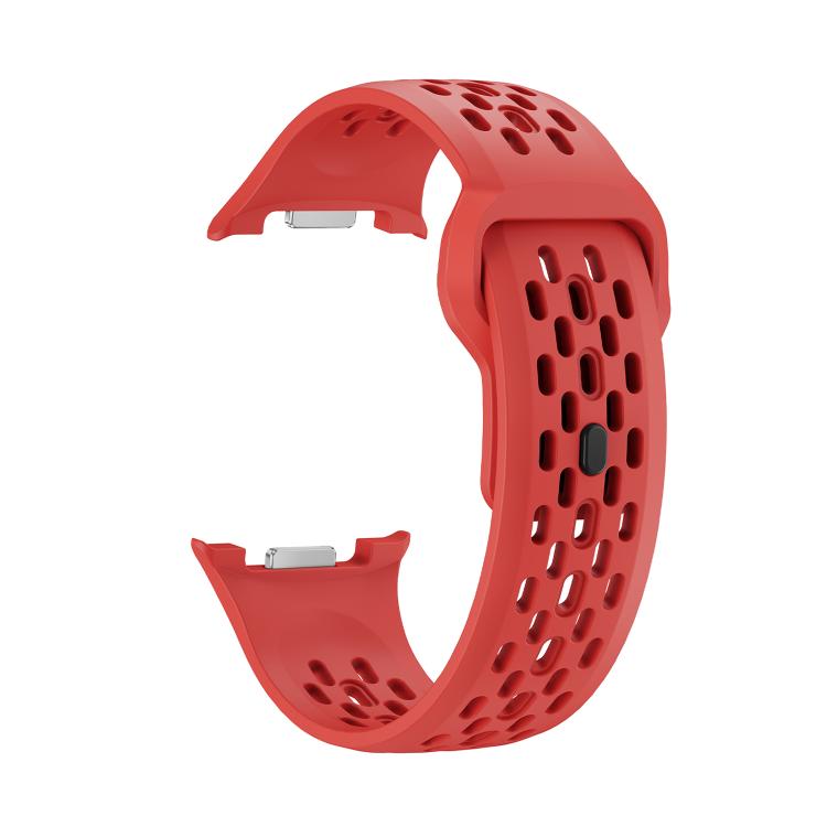 For Samsung Galaxy Watch8 44mm Rhombic Texture Bezel and Black Reverse Buckle Silicone Watch Band(Red Black) - free shipping - PMC TechLife - Order now!