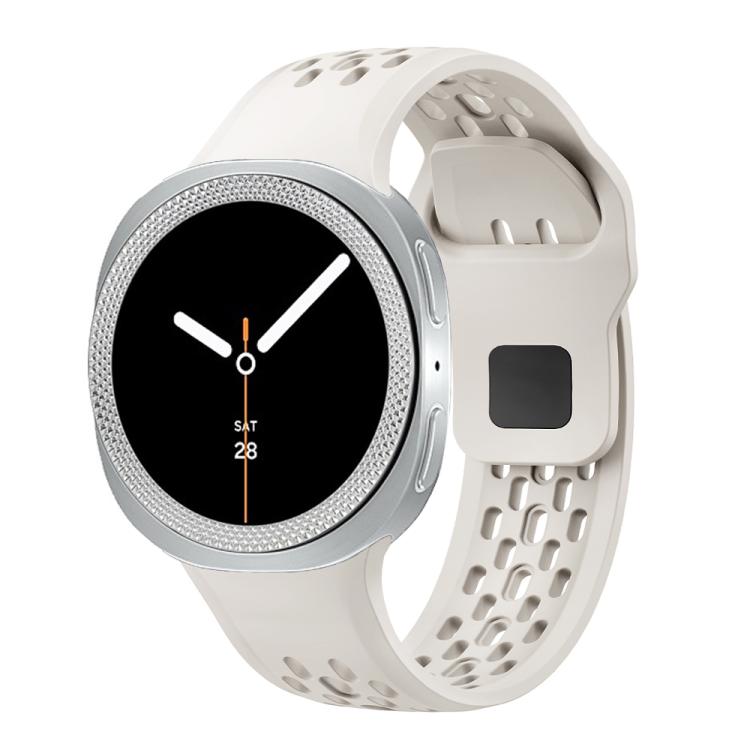 For Samsung Galaxy Watch8 40mm Rhombic Texture Bezel and Black Reverse Buckle Silicone Watch Band(Beige Silver) - free shipping - PMC TechLife - Order now!