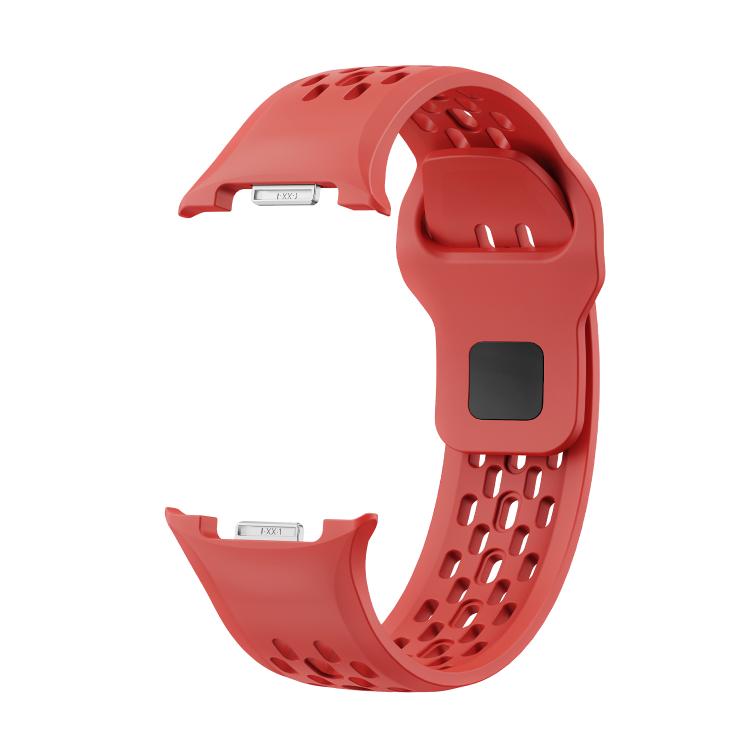 For Samsung Galaxy Watch8 40mm Rhombic Texture Bezel and Black Reverse Buckle Silicone Watch Band(Red Silver) - free shipping - PMC TechLife - Order now!