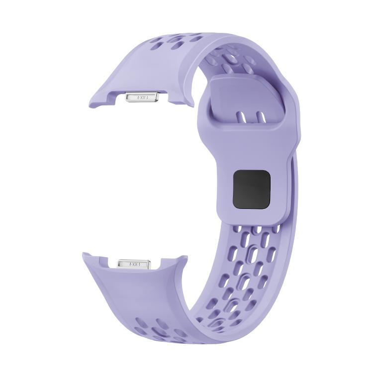 For Samsung Galaxy Watch8 40mm Rhombic Texture Bezel and Black Reverse Buckle Silicone Watch Band(Purple Silver) - free shipping - PMC TechLife - Order now!