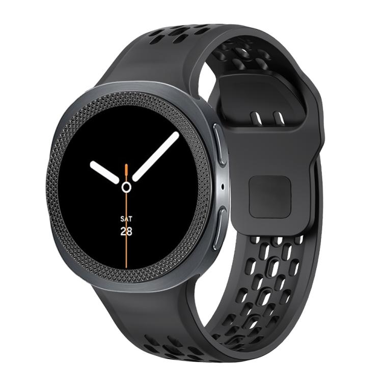 For Samsung Galaxy Watch8 40mm Rhombic Texture Bezel and Black Reverse Buckle Silicone Watch Band(Black Black) - free shipping - PMC TechLife - Order now!