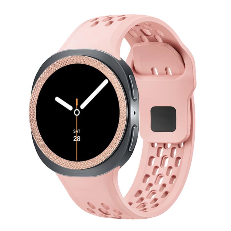 For Samsung Galaxy Watch8 40mm Rhombic Texture Bezel and Black Reverse Buckle Silicone Watch Band(Pink Rose Gold) - free shipping - PMC TechLife - Order now!