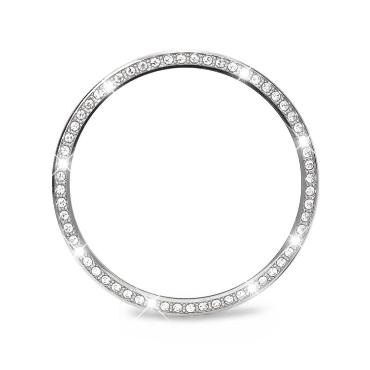 For Samsung Galaxy Watch8 44mm Diamond Bezel and Black Reverse Buckle Silicone Watch Band(Beige Silver) - free shipping - PMC TechLife - Order now!