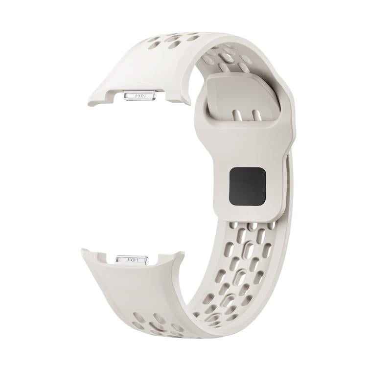 For Samsung Galaxy Watch8 44mm Diamond Bezel and Black Reverse Buckle Silicone Watch Band(Beige Silver) - free shipping - PMC TechLife - Order now!