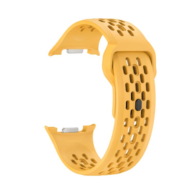 For Samsung Galaxy Watch8 44mm Diamond Bezel and Black Reverse Buckle Silicone Watch Band(Yellow Silver) - free shipping - PMC TechLife - Order now!