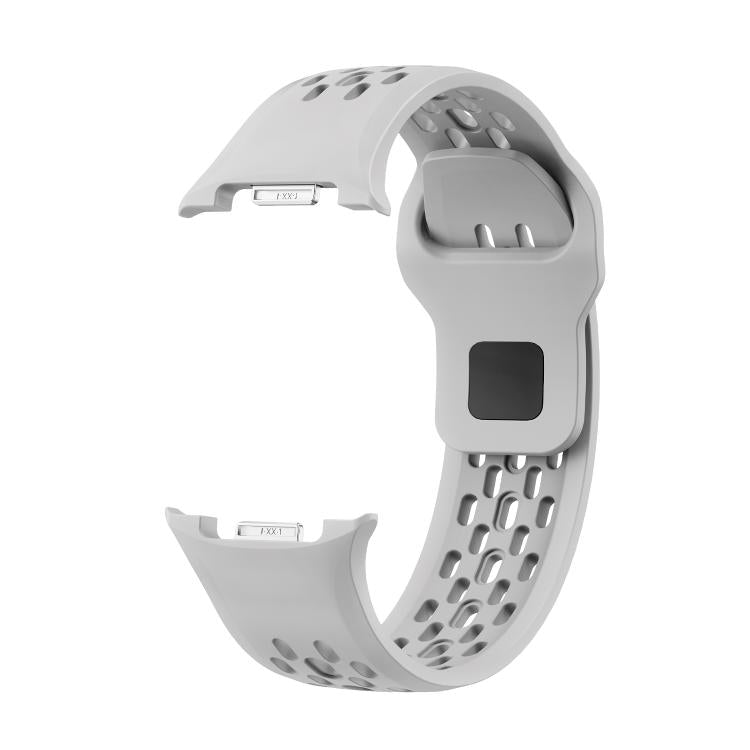 For Samsung Galaxy Watch8 44mm Diamond Bezel and Black Reverse Buckle Silicone Watch Band(Gray Silver) - free shipping - PMC TechLife - Order now!