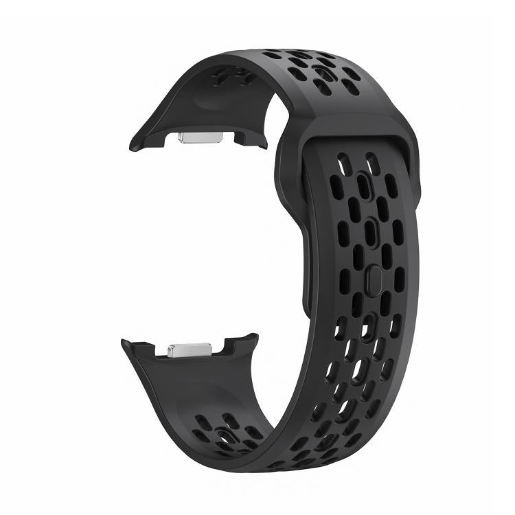 For Samsung Galaxy Watch8 44mm Diamond Bezel and Black Reverse Buckle Silicone Watch Band(Black Silver) - free shipping - PMC TechLife - Order now!
