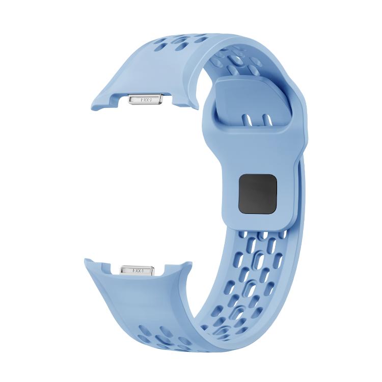 For Samsung Galaxy Watch8 40mm Diamond Bezel and Black Reverse Buckle Silicone Watch Band(Light Blue Silver) - free shipping - PMC TechLife - Order now!